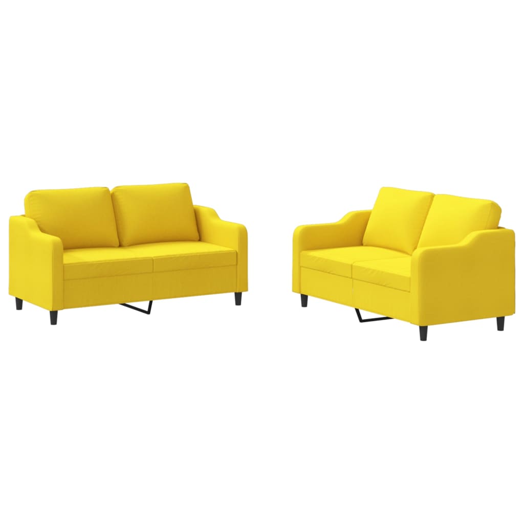 Ensemble de canapés 2 pcs avec coussins Jaune clair Tissu - XIOS