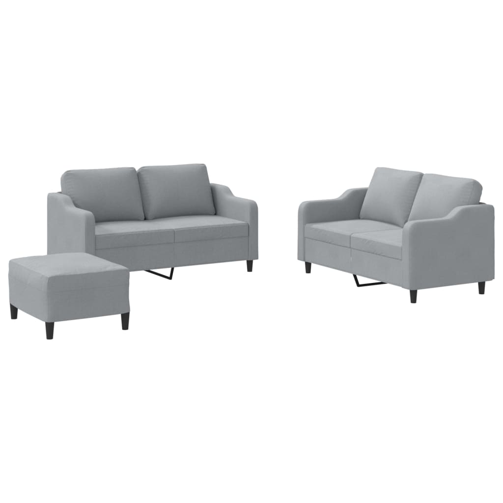 Ensemble de canapés 3 pcs avec coussins Gris clair Tissu