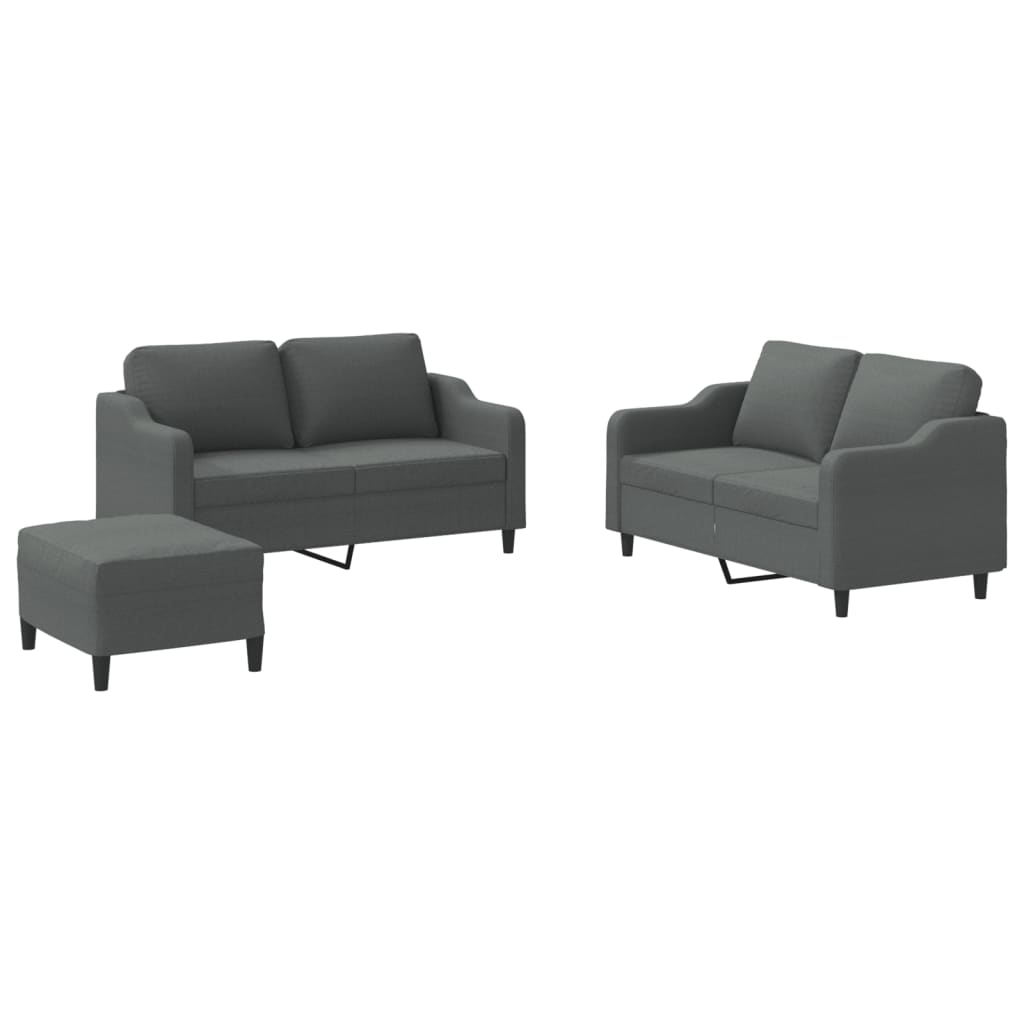 Ensemble de canapés 3 pcs avec coussins Gris foncé Tissu - XIOS