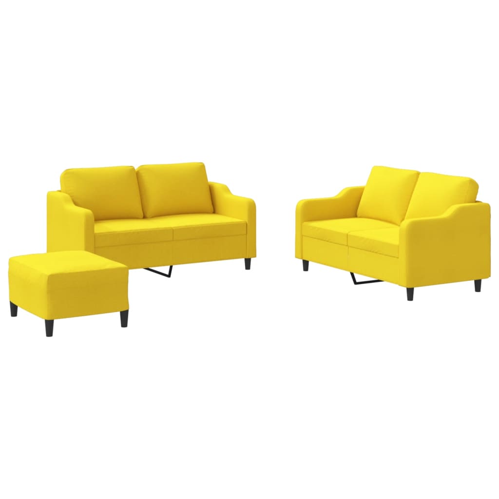 Ensemble de canapés 3 pcs avec coussins Jaune clair Tissu - XIOS