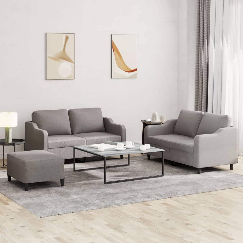 Ensemble de canapés 3 pcs avec coussins Taupe Tissu