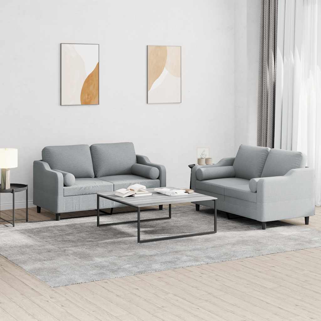 Ensemble de canapés 2 pcs coussins gris clair tissu - XIOS