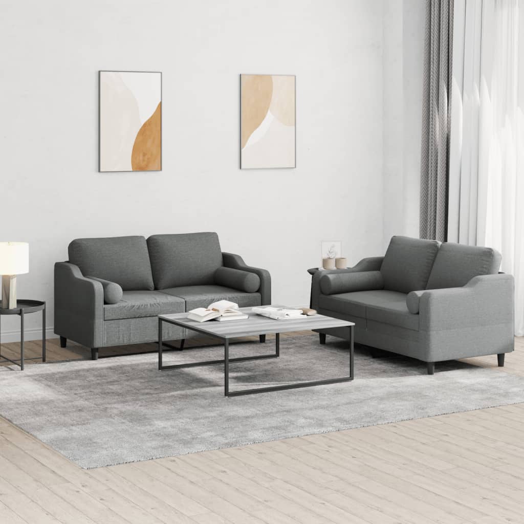 Ensemble de canapés 2 pcs coussins gris foncé tissu - XIOS