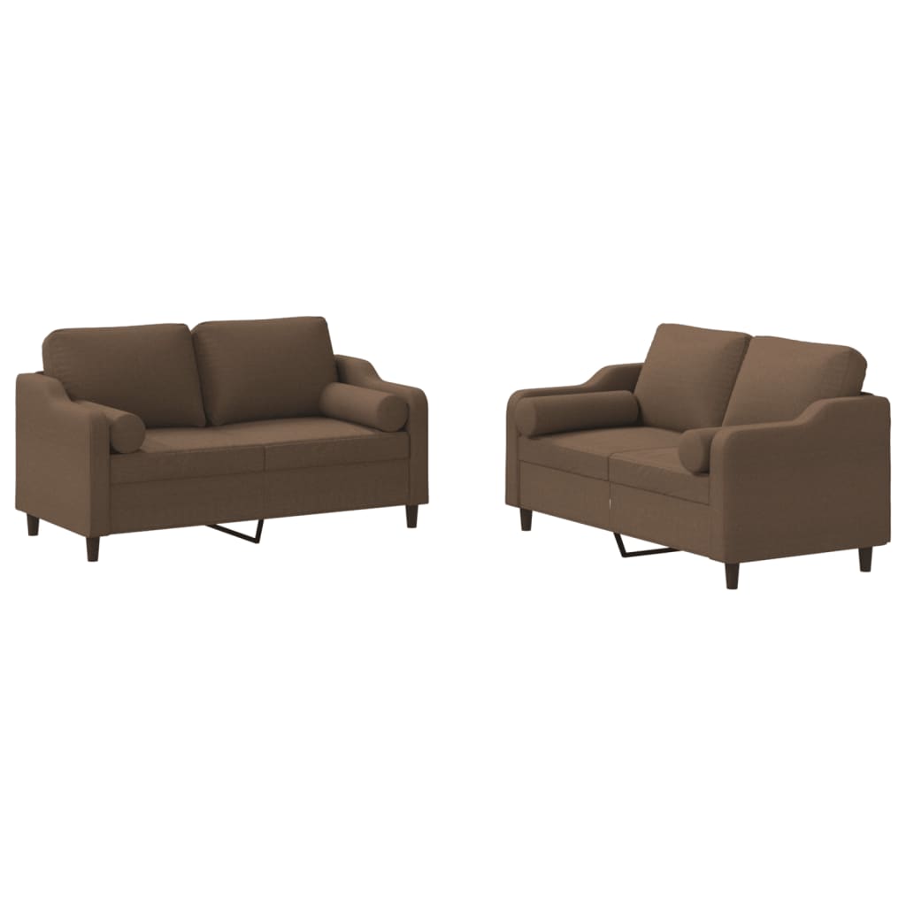 Ensemble de canapés 2 pcs avec coussins marron tissu - XIOS