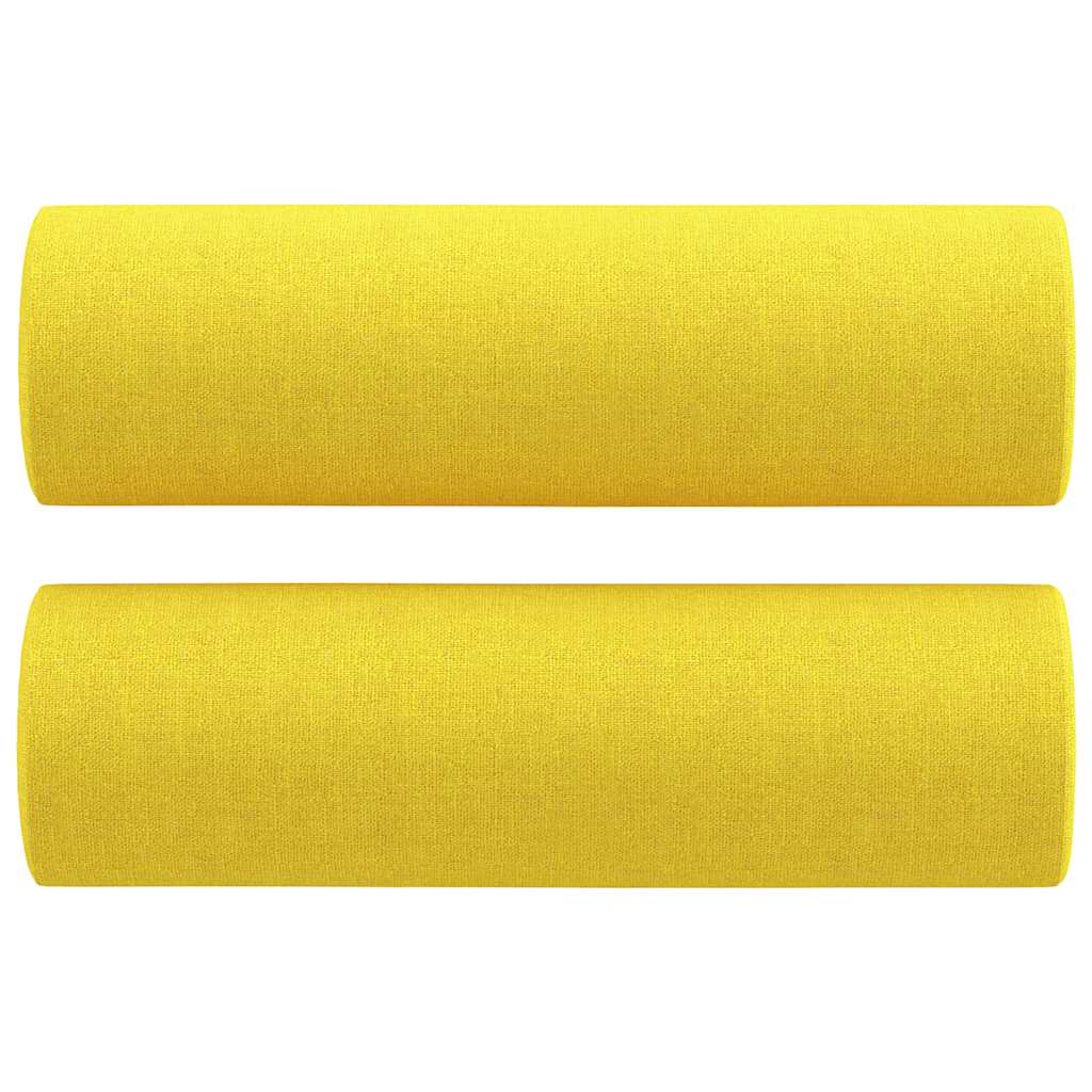 Ensemble de canapés 2 pcs avec coussins jaune clair tissu
