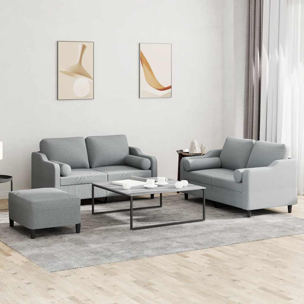 Ensemble de canapés 3 pcs coussins gris clair tissu - XIOS