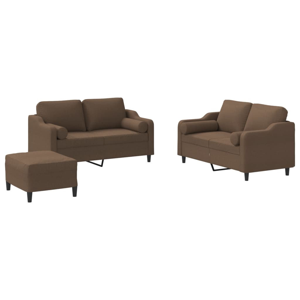 Ensemble de canapés 3 pcs avec coussins marron tissu - XIOS