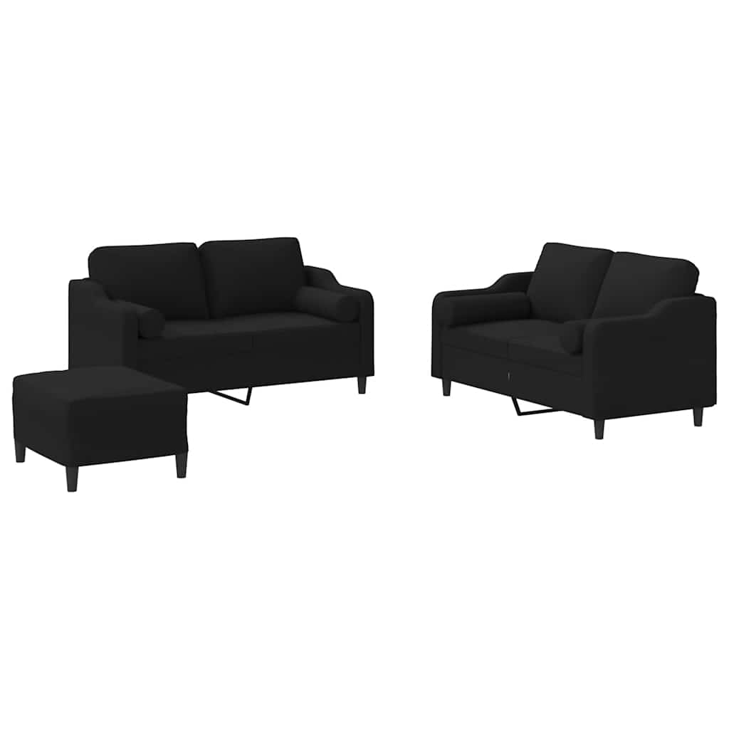 Ensemble de canapés 3 pcs avec coussins noir tissu - XIOS