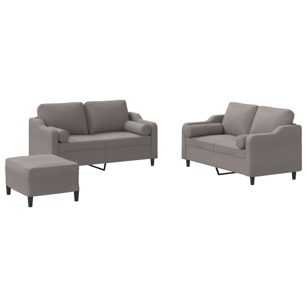 Ensemble de canapés 3 pcs avec coussins taupe tissu