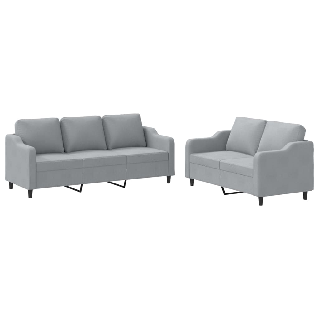 Ensemble de canapés 2 pcs avec coussins Gris clair Tissu - XIOS