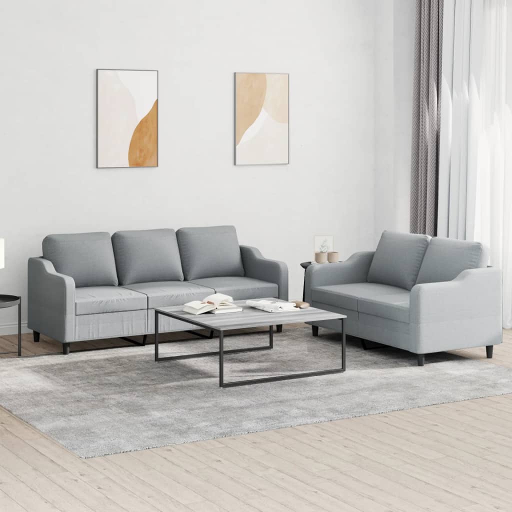 Ensemble de canapés 2 pcs avec coussins Gris clair Tissu - XIOS