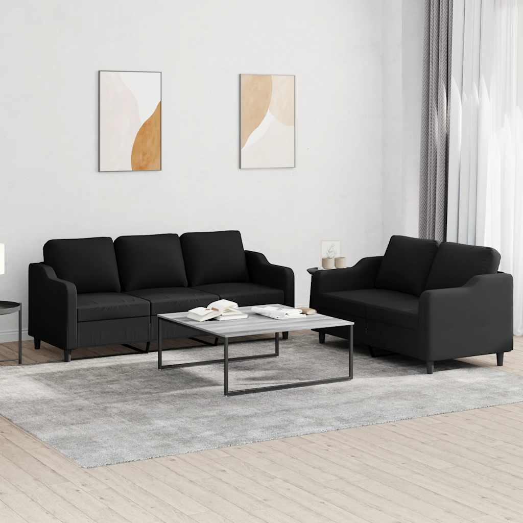 Ensemble de canapés 2 pcs avec coussins Noir Tissu - XIOS