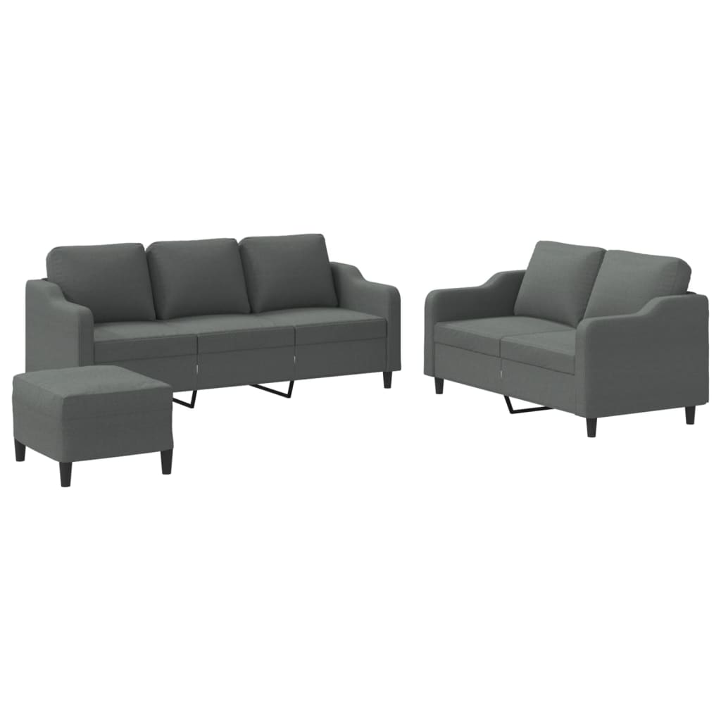 Ensemble de canapés 3 pcs avec coussins Gris foncé Tissu - XIOS
