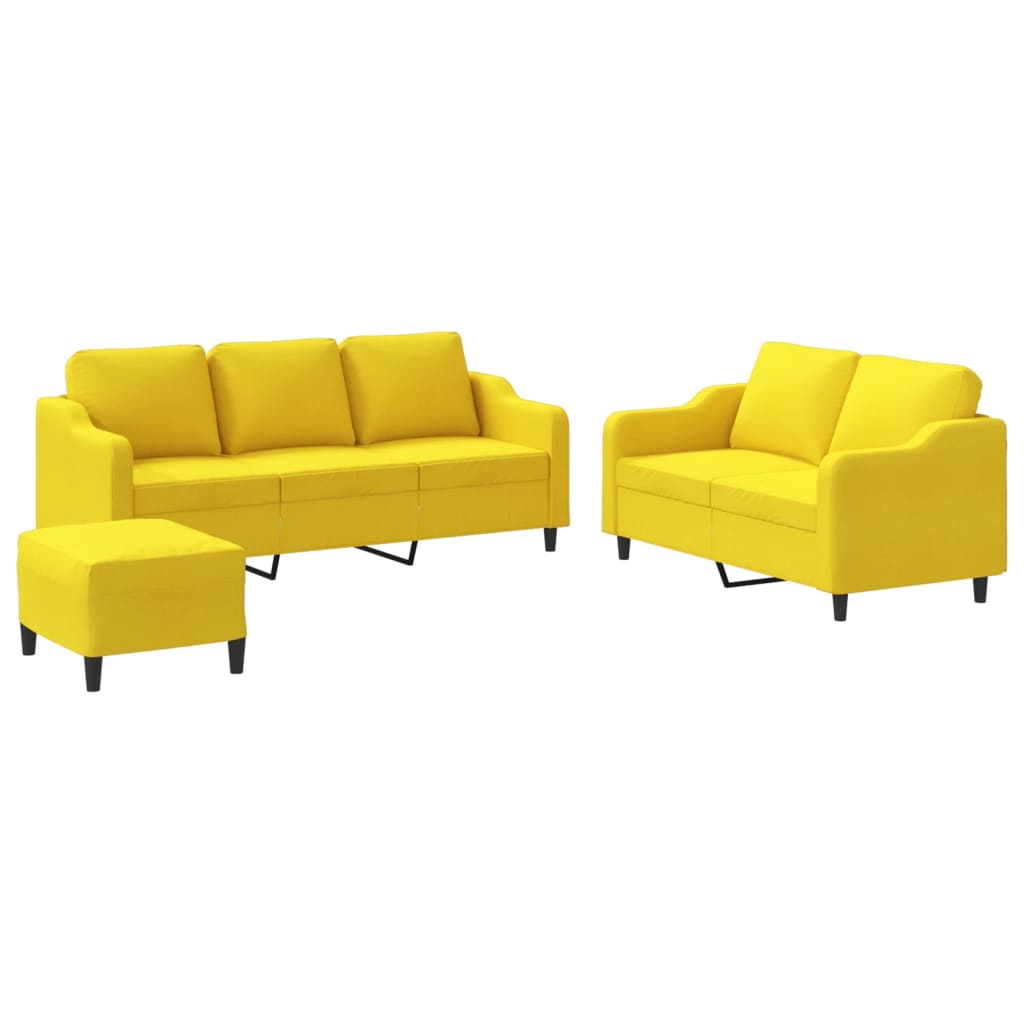 Ensemble de canapés 3 pcs avec coussins Jaune clair Tissu - XIOS