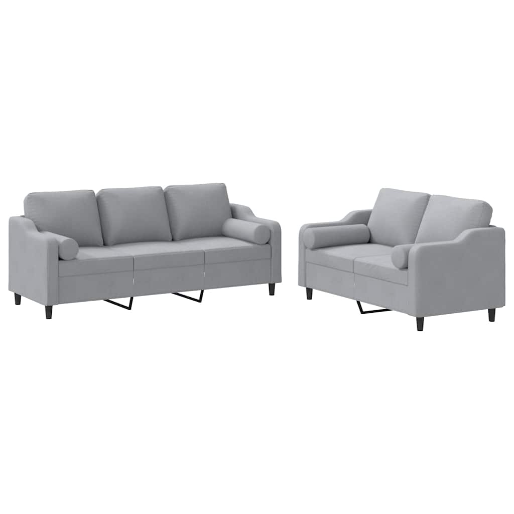 Ensemble de canapés 2 pcs coussins gris clair tissu - XIOS