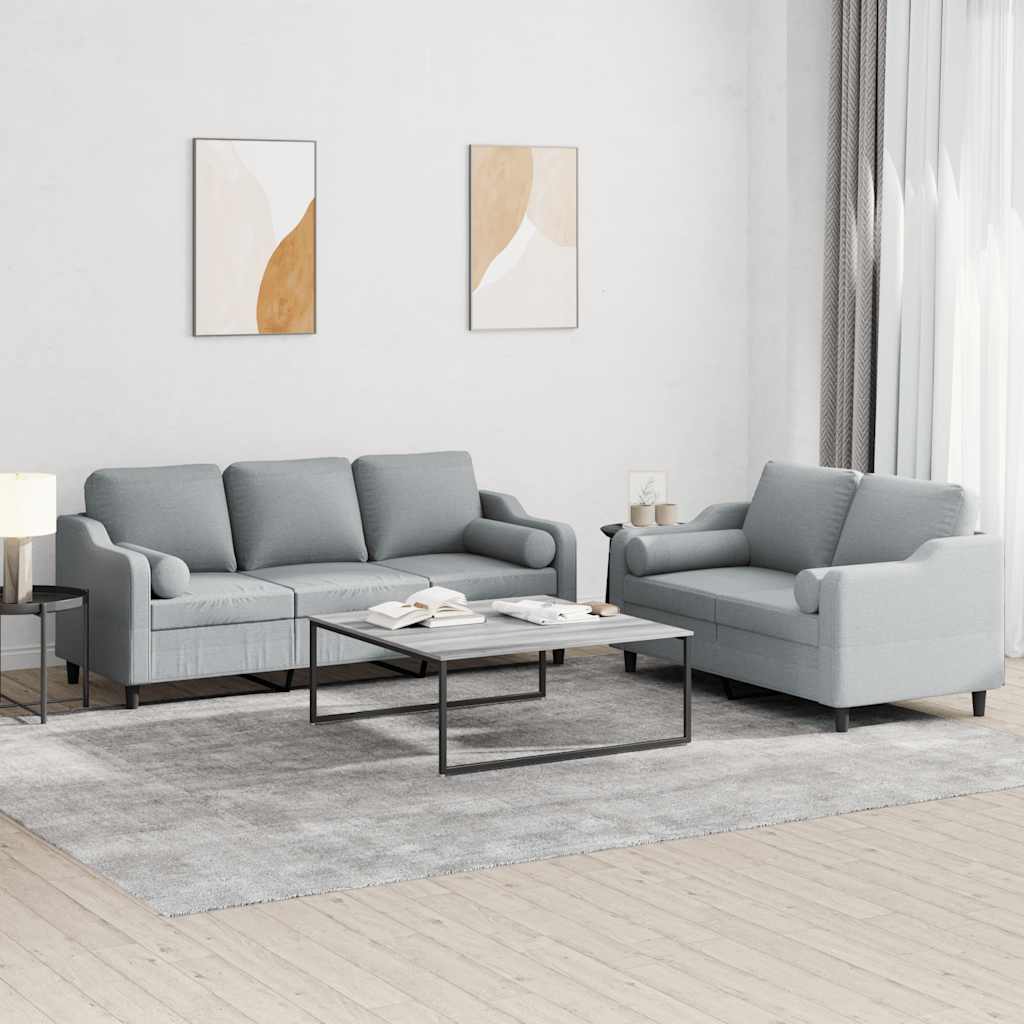 Ensemble de canapés 2 pcs coussins gris clair tissu - XIOS