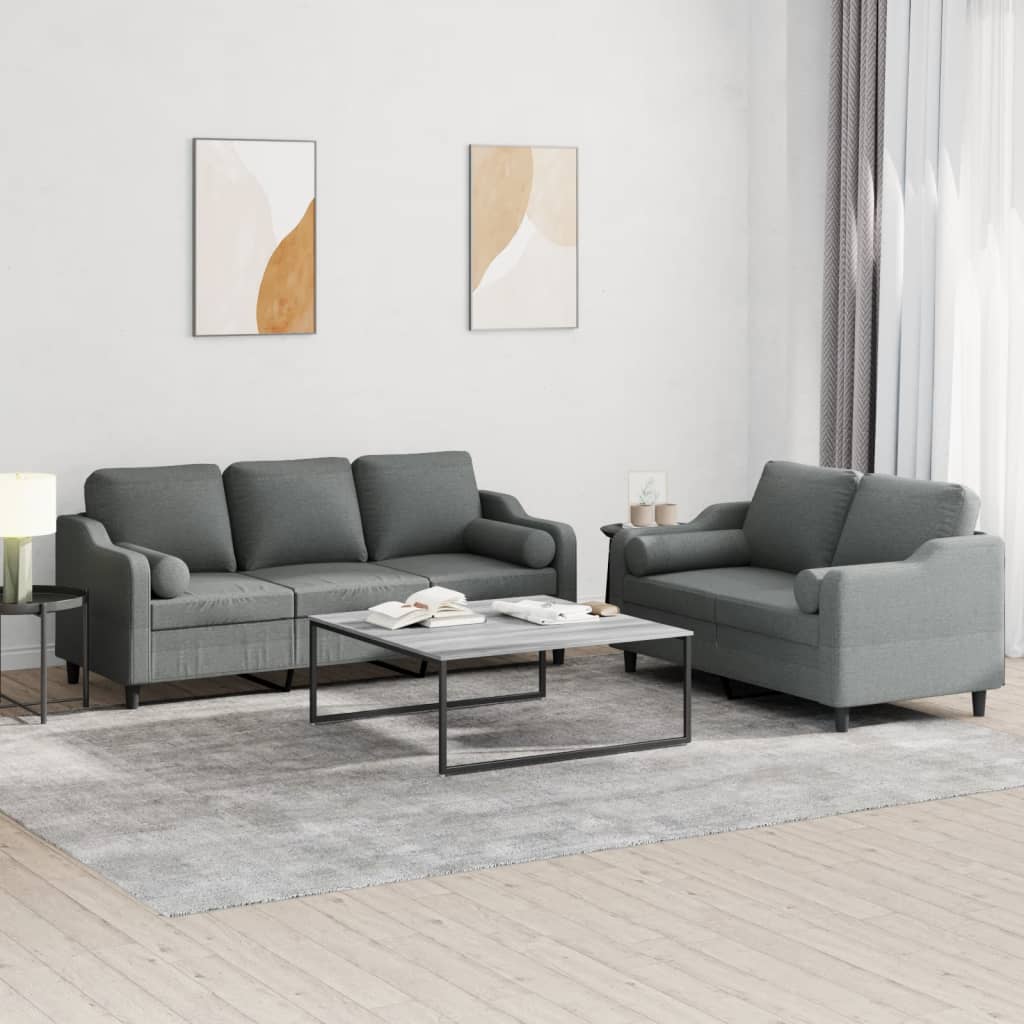 Ensemble de canapés 2 pcs coussins gris foncé tissu - XIOS