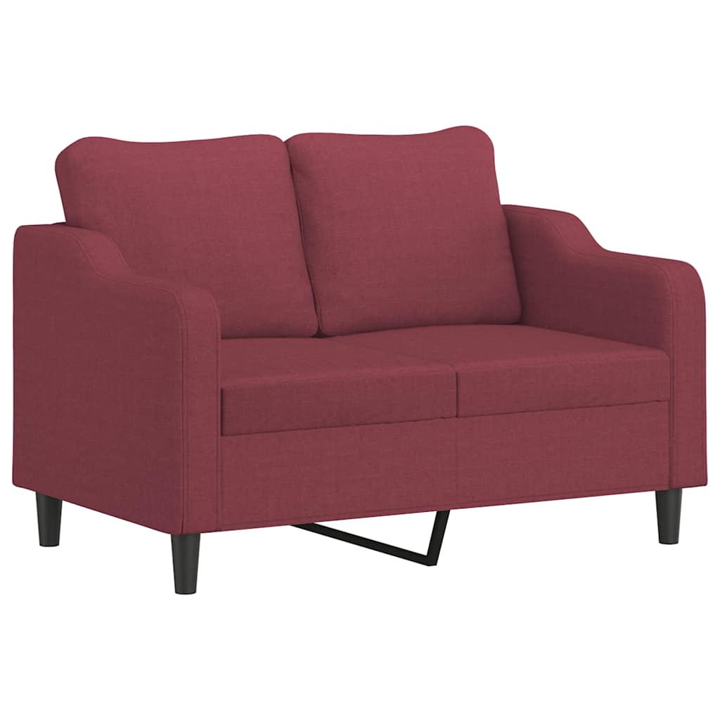Ensemble de canapés 2 pcs avec coussins rouge bordeaux tissu - XIOS