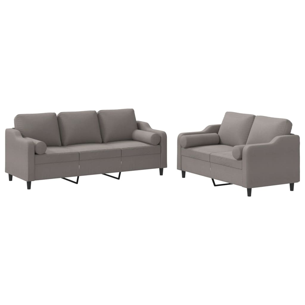 Ensemble de canapés 2 pcs avec coussins taupe tissu - XIOS