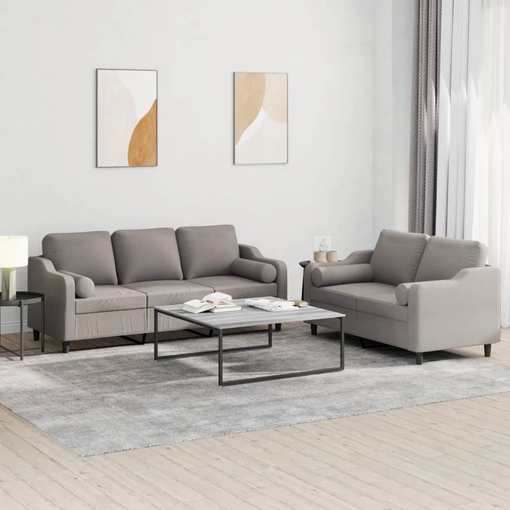 Ensemble de canapés 2 pcs avec coussins taupe tissu - XIOS