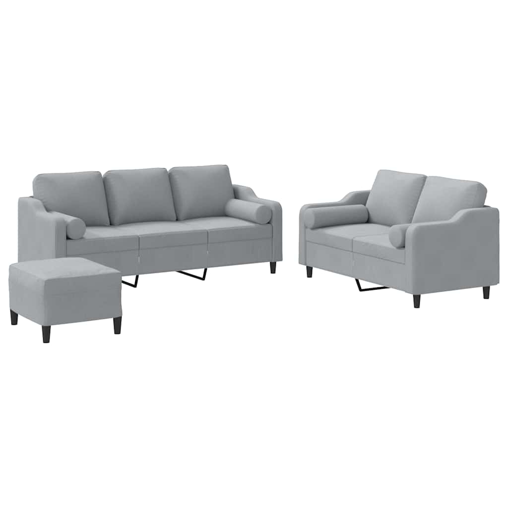 Ensemble de canapés 3 pcs coussins gris clair tissu - XIOS