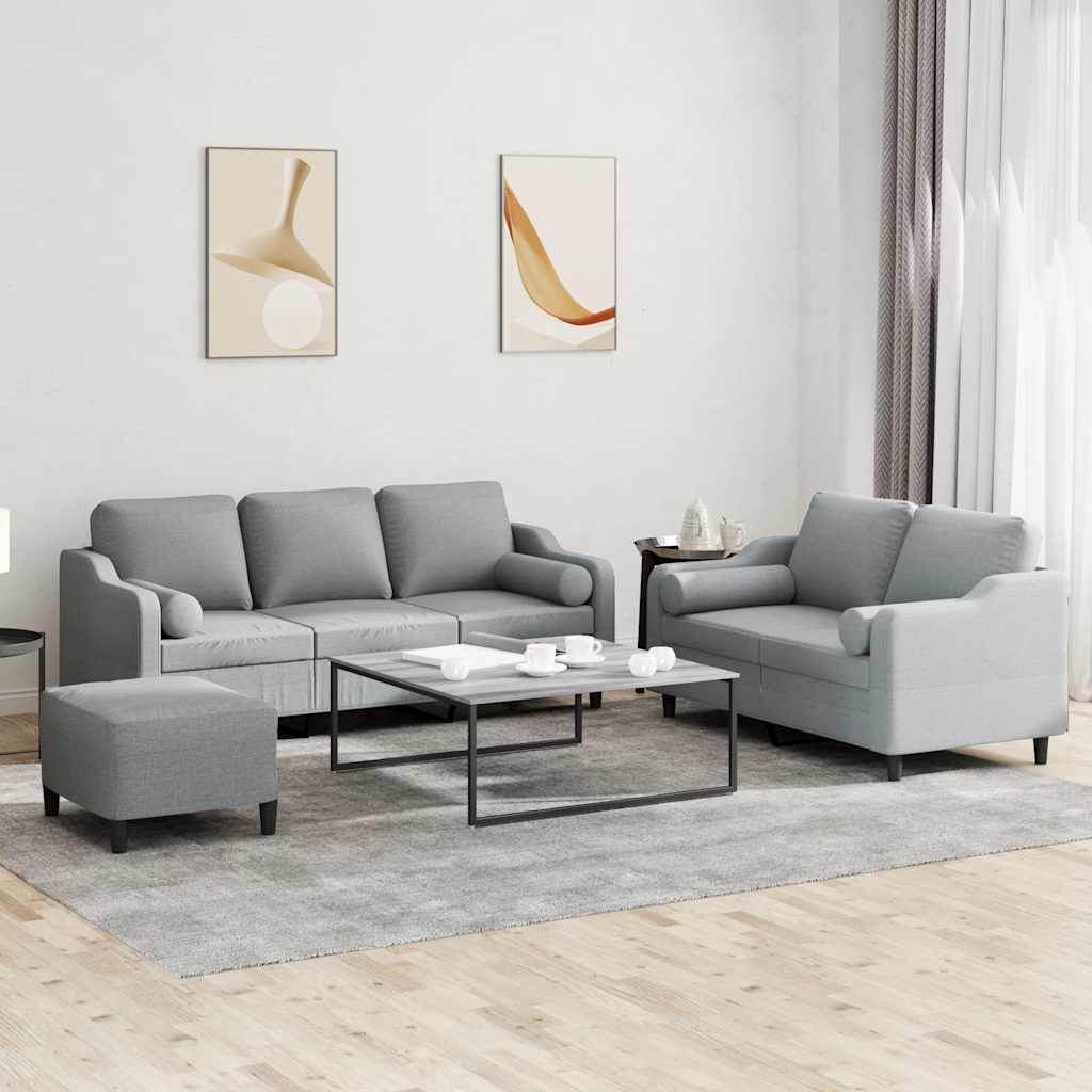 Ensemble de canapés 3 pcs coussins gris clair tissu - XIOS