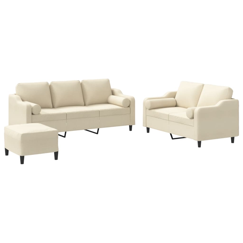 Ensemble de canapés 3 pcs avec coussins crème tissu - XIOS