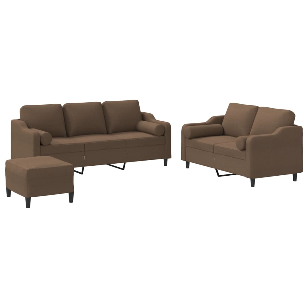 Ensemble de canapés 3 pcs avec coussins marron tissu - XIOS