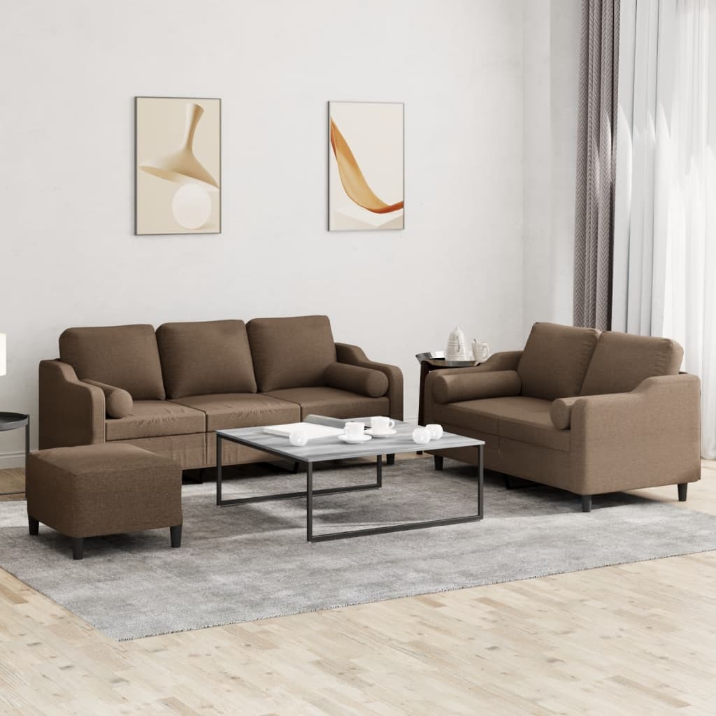 Ensemble de canapés 3 pcs avec coussins marron tissu - XIOS