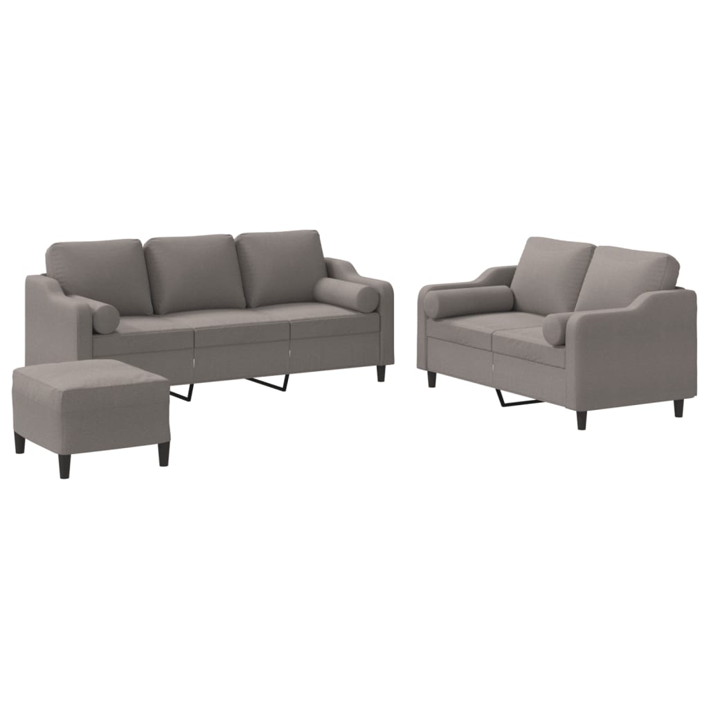 Ensemble de canapés 3 pcs avec coussins taupe tissu