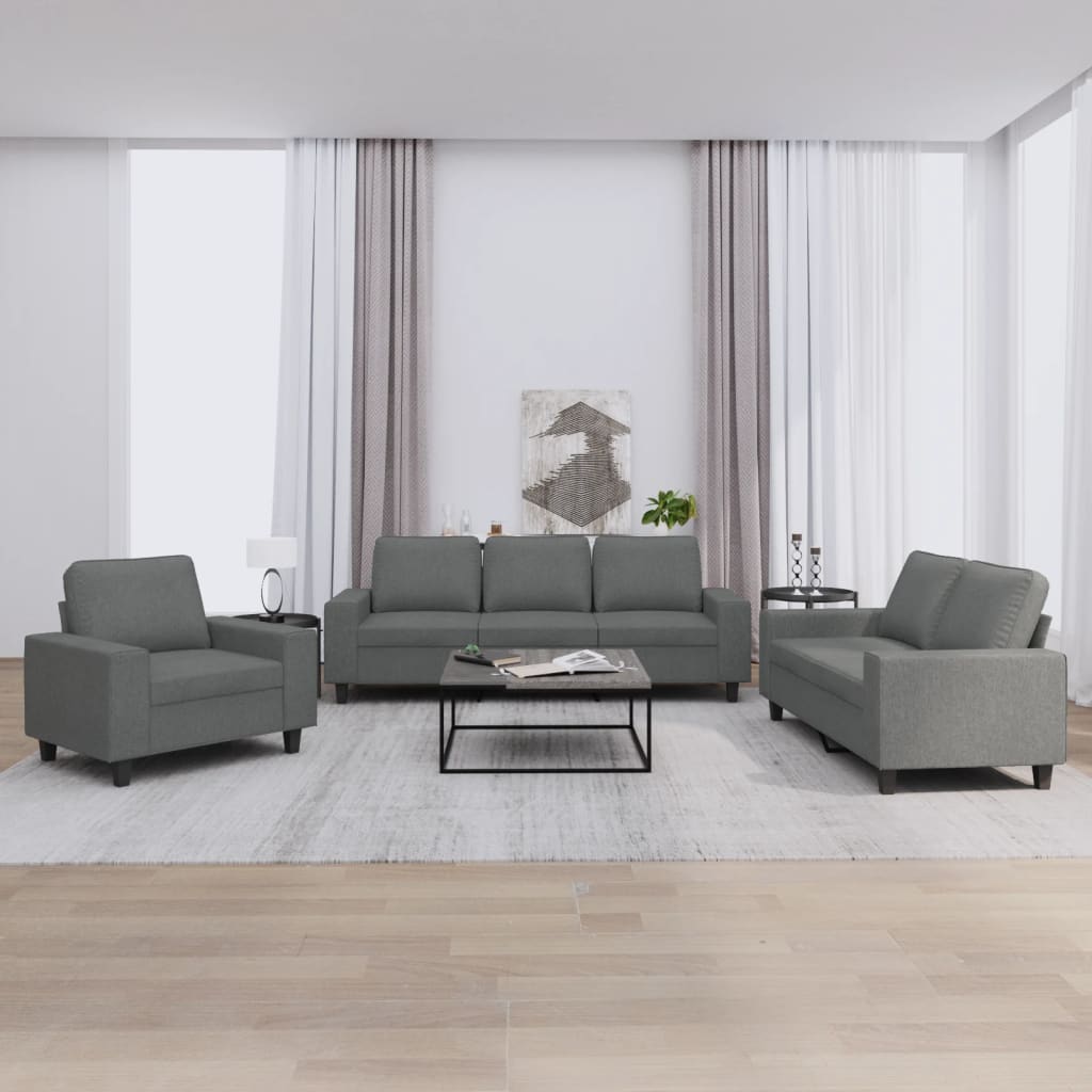 Ensemble de canapés 3 pcs gris foncé tissu - XIOS