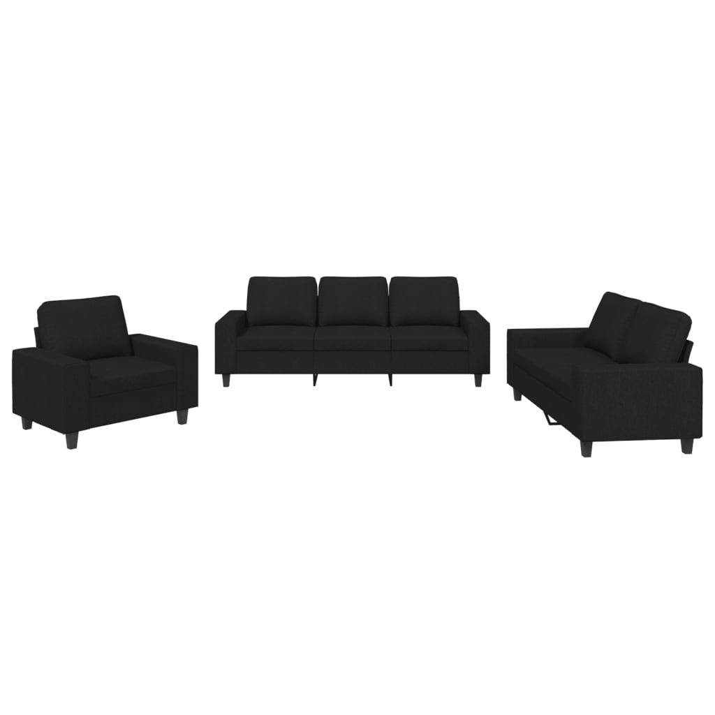 Ensemble de canapés 3 pcs noir tissu - XIOS