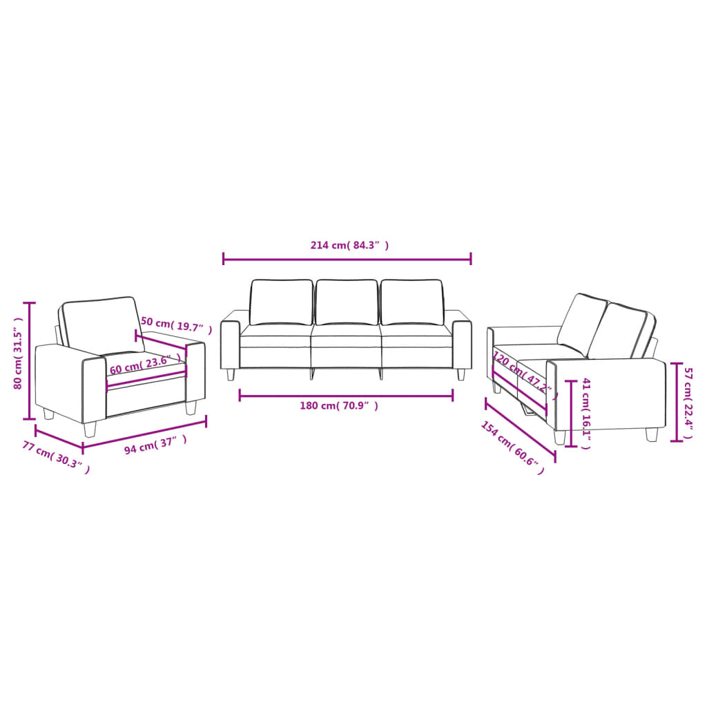 Ensemble de canapés 3 pcs jaune clair tissu - XIOS