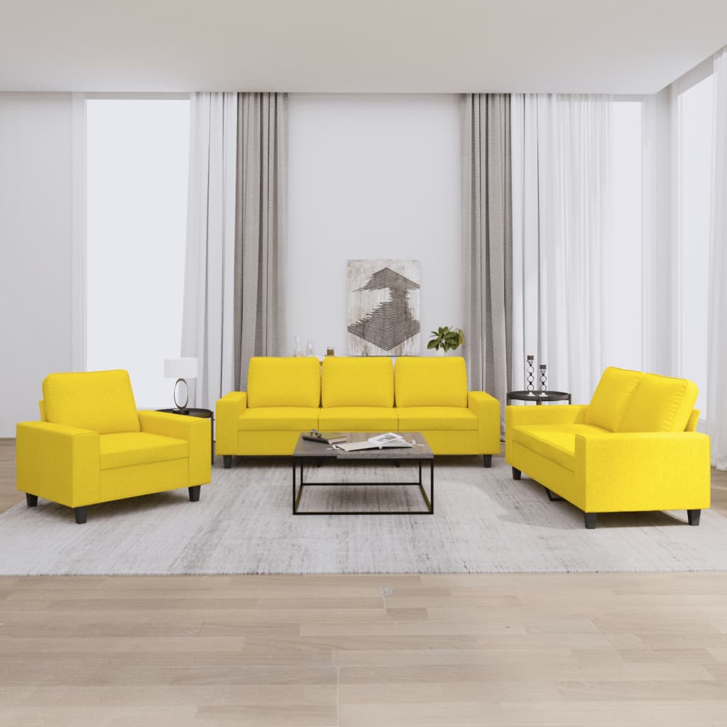 Ensemble de canapés 3 pcs jaune clair tissu - XIOS