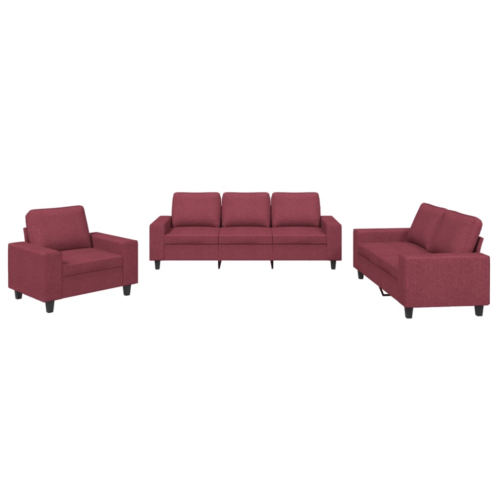Ensemble de canapés 3 pcs rouge bordeaux tissu - XIOS