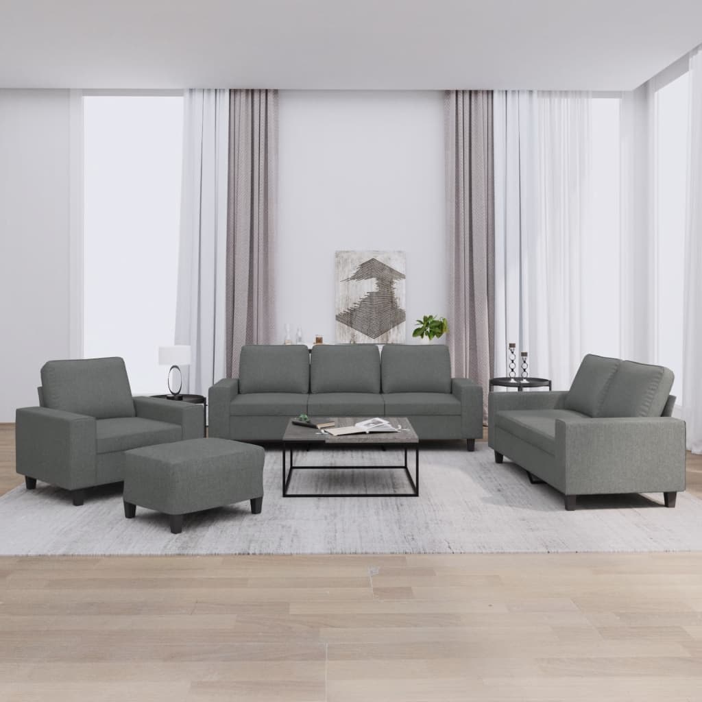 Ensemble de canapés 4 pcs gris foncé tissu