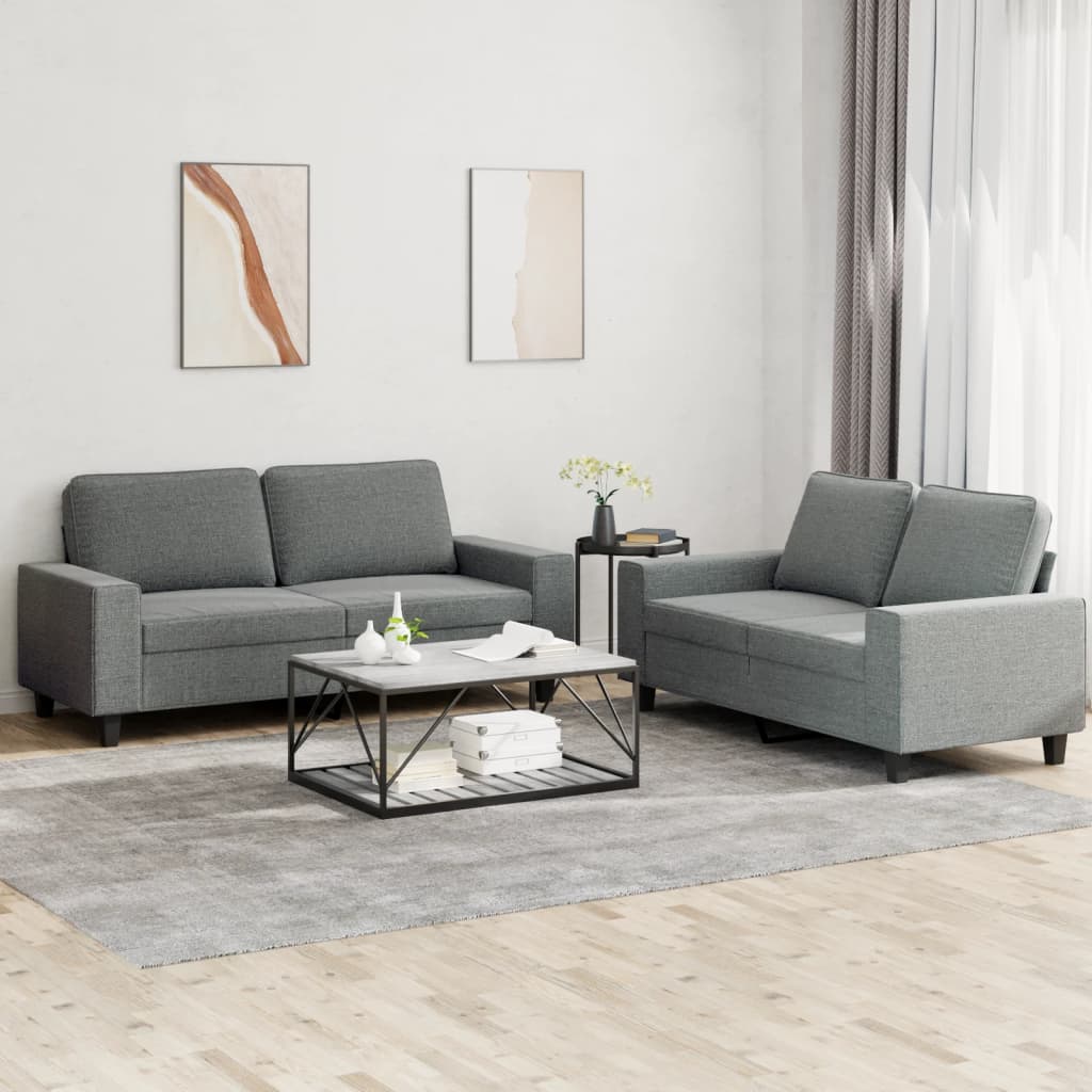Ensemble de canapés 2 pcs gris foncé tissu - XIOS