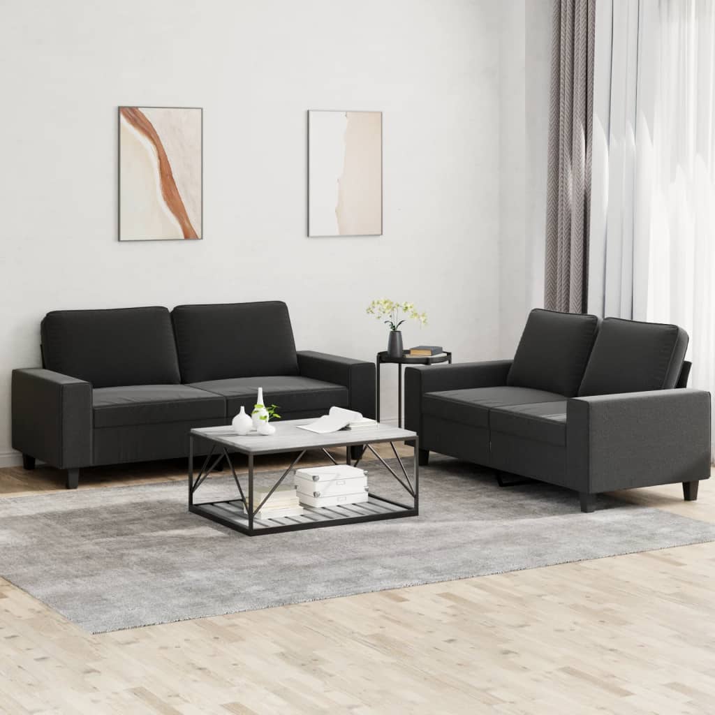 Ensemble de canapés 2 pcs noir tissu