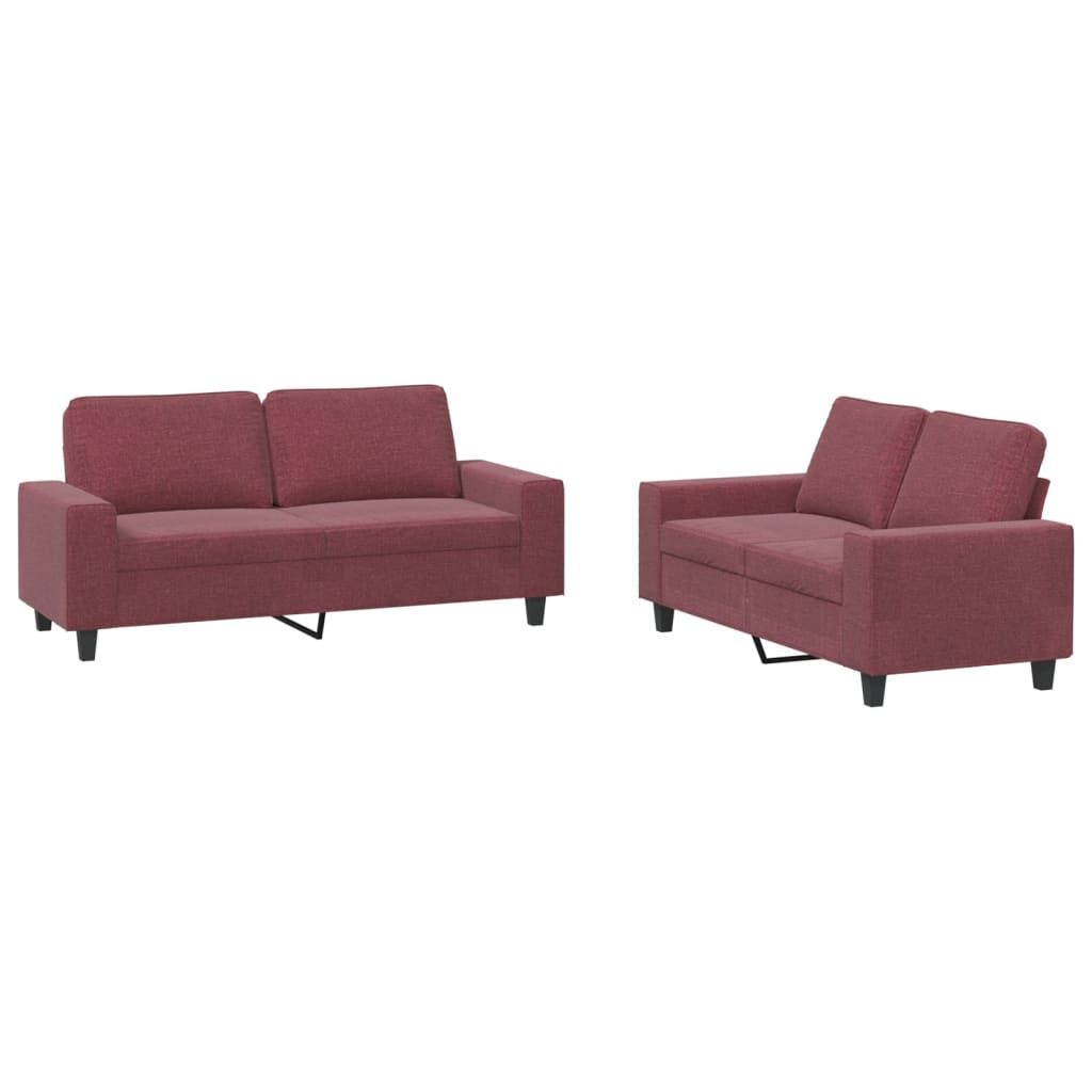 Ensemble de canapés 2 pcs rouge bordeaux tissu - XIOS