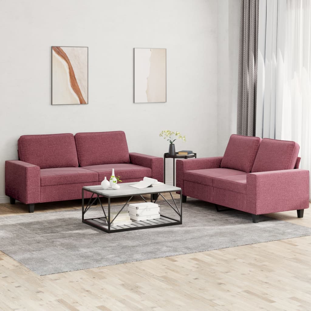 Ensemble de canapés 2 pcs rouge bordeaux tissu - XIOS