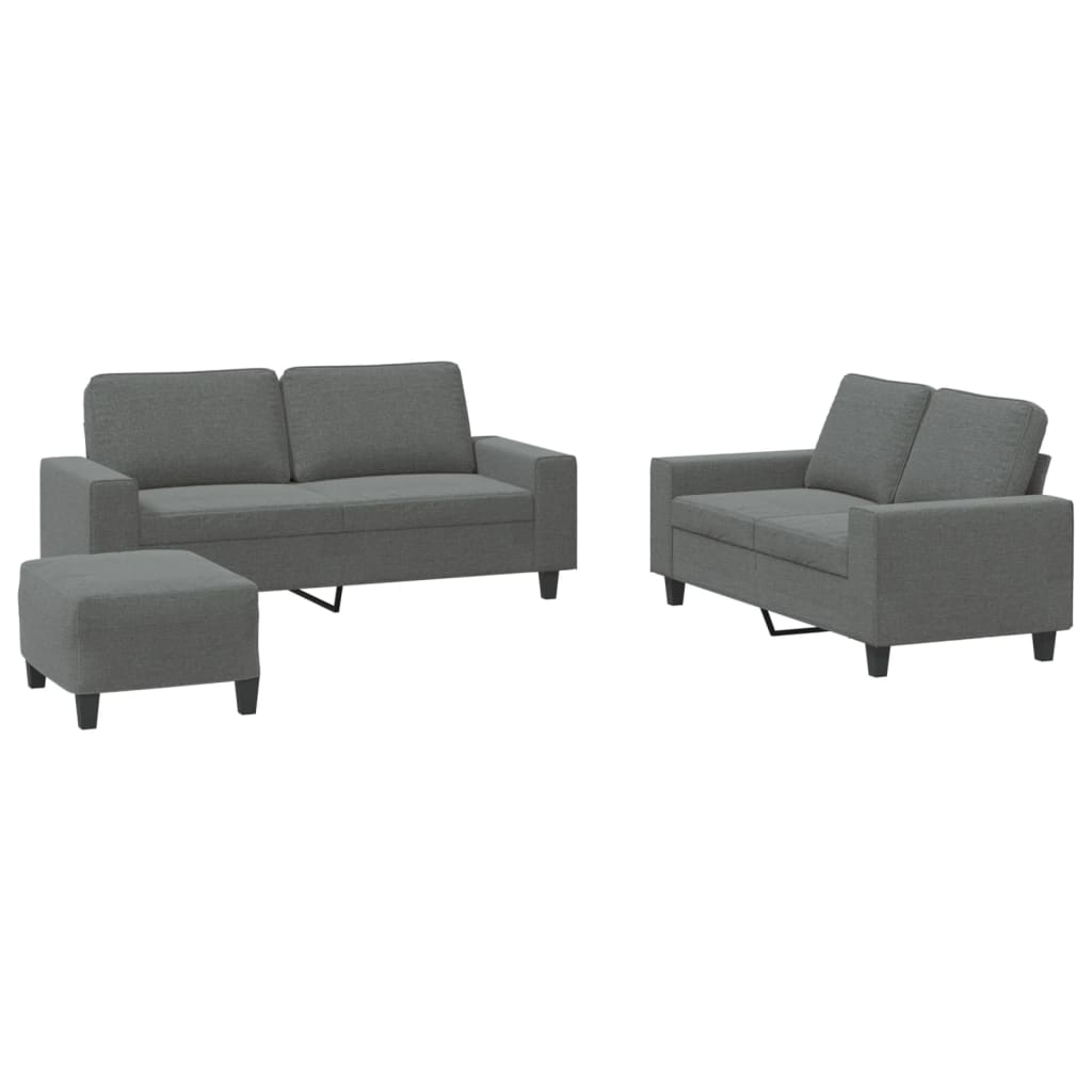 Ensemble de canapés 3 pcs gris foncé tissu - XIOS