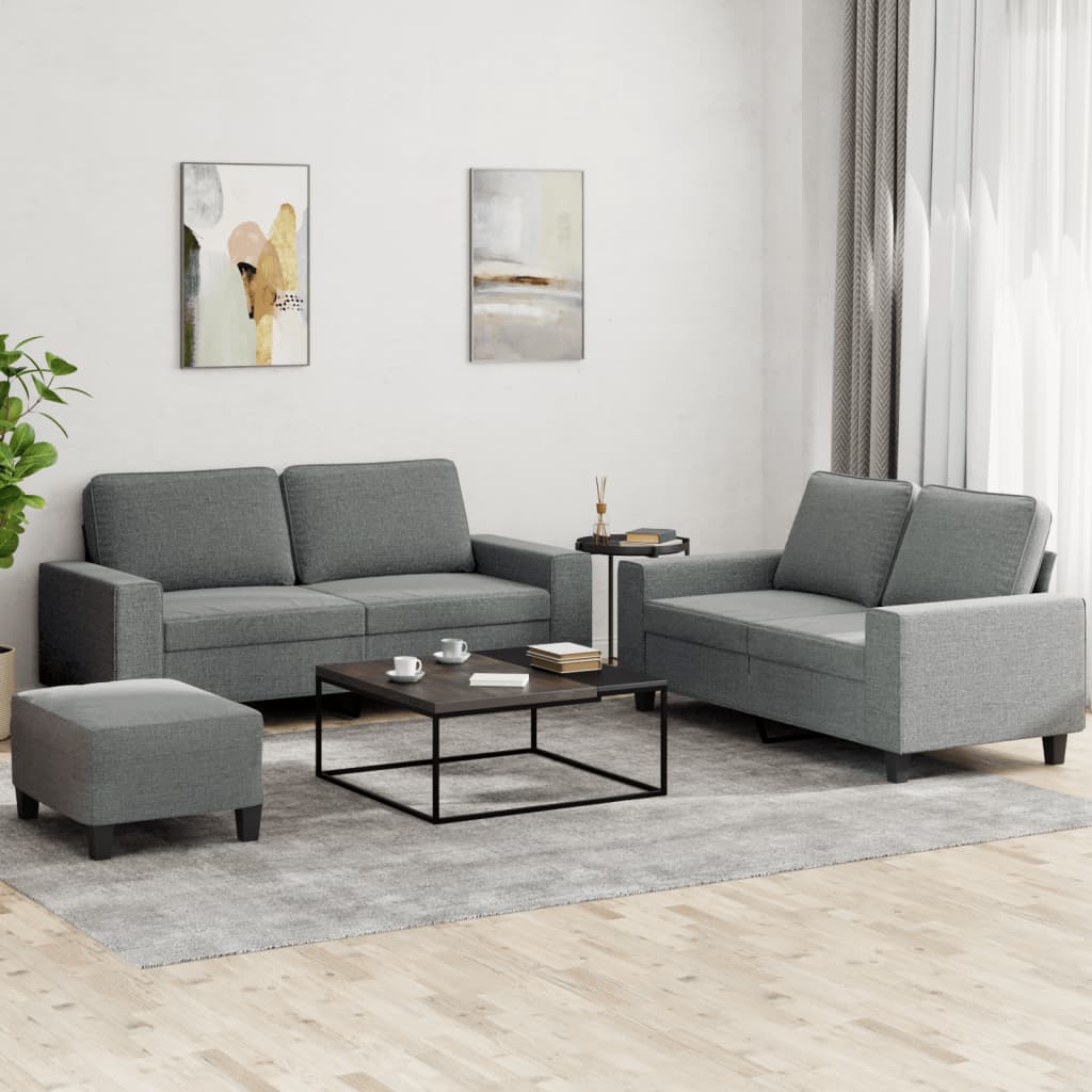 Ensemble de canapés 3 pcs gris foncé tissu - XIOS