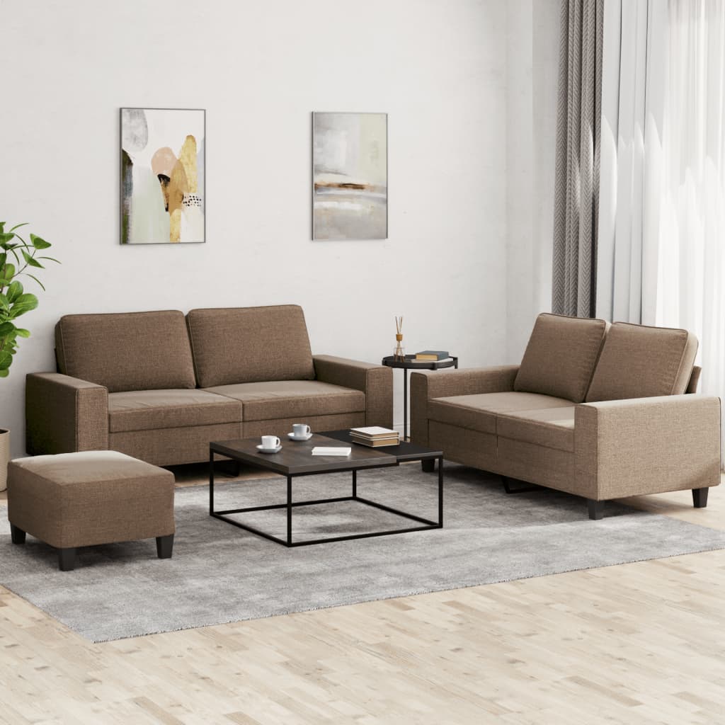 Ensemble de canapés 3 pcs marron tissu
