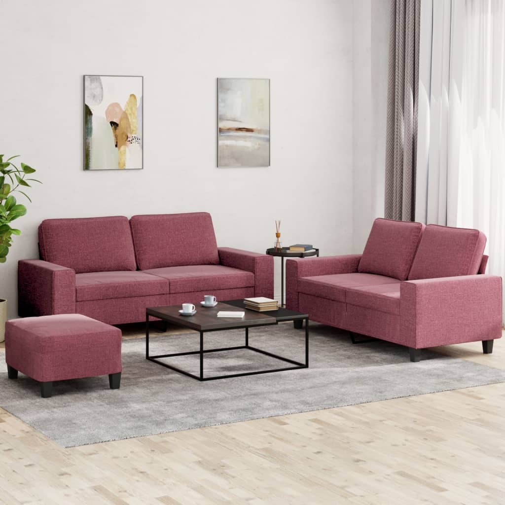 Ensemble de canapés 3 pcs rouge bordeaux tissu - XIOS
