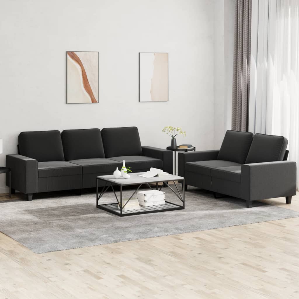 Ensemble de canapés 2 pcs noir tissu - XIOS