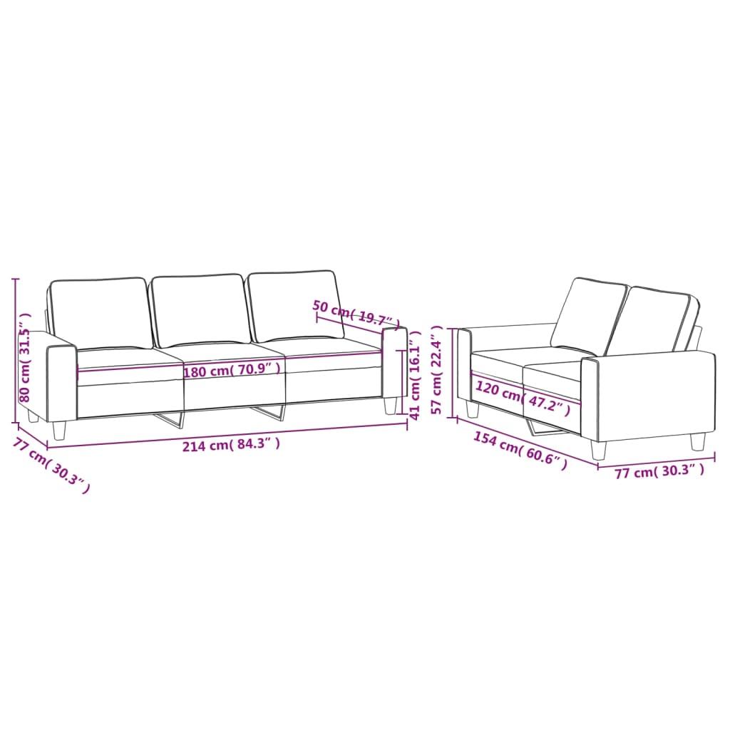 Ensemble de canapés 2 pcs jaune clair tissu - XIOS