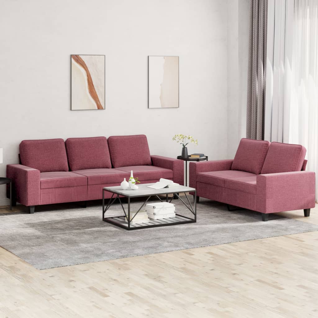 Ensemble de canapés 2 pcs rouge bordeaux tissu - XIOS