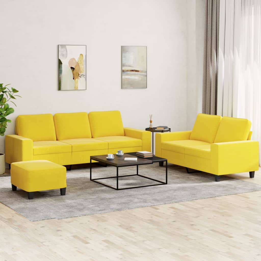 Ensemble de canapés 3 pcs jaune clair tissu - XIOS