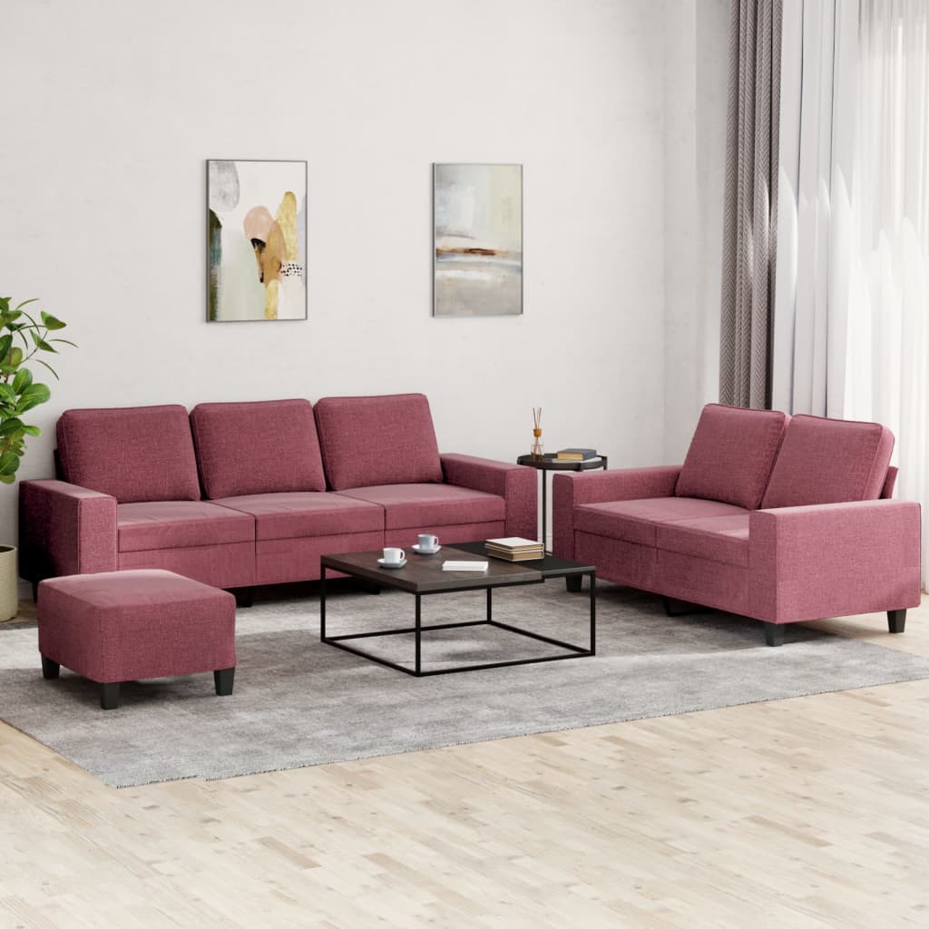 Ensemble de canapés 3 pcs rouge bordeaux tissu - XIOS