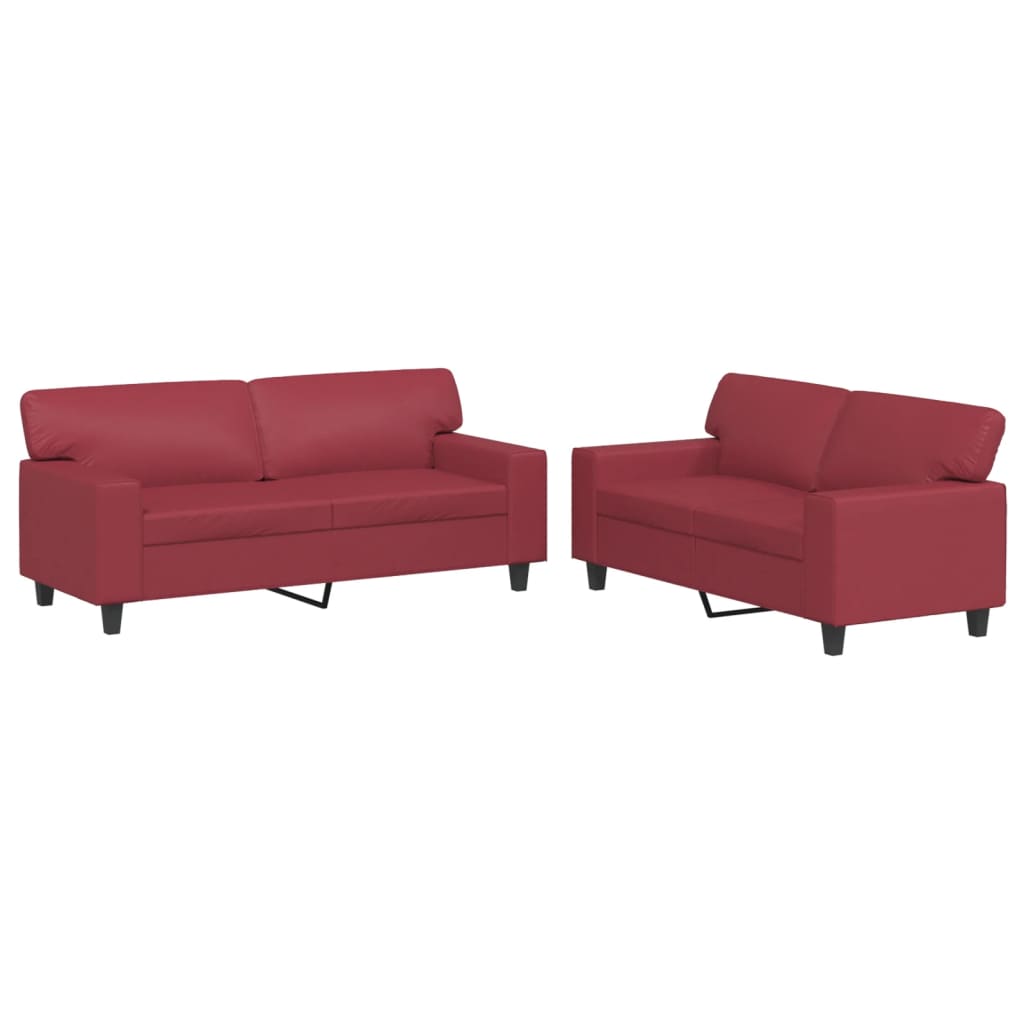 Ensemble de canapés 2 pcs rouge bordeaux similicuir - XIOS